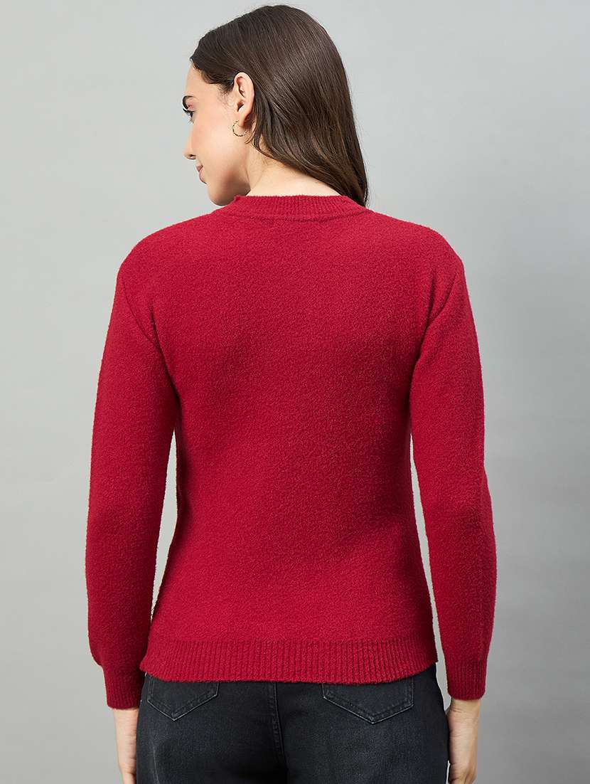 women red acrylic plain sweatshirt - 22448214 -  Standard Image - 3