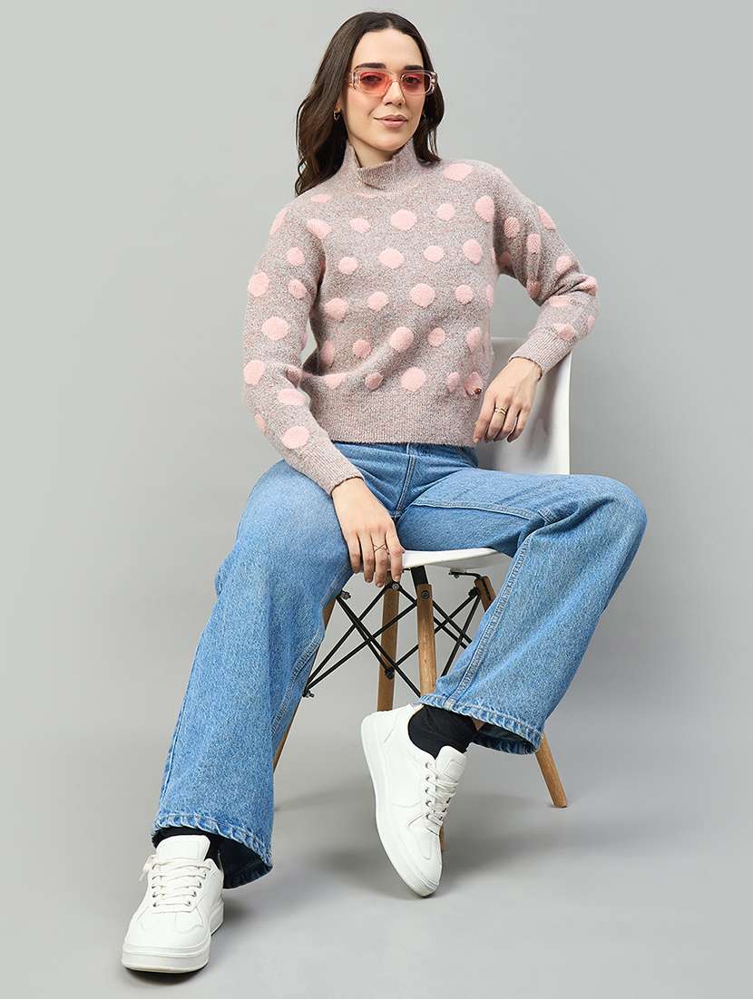 women mauve colored acrylic plain cardigan - 22448226 -  Standard Image - 3