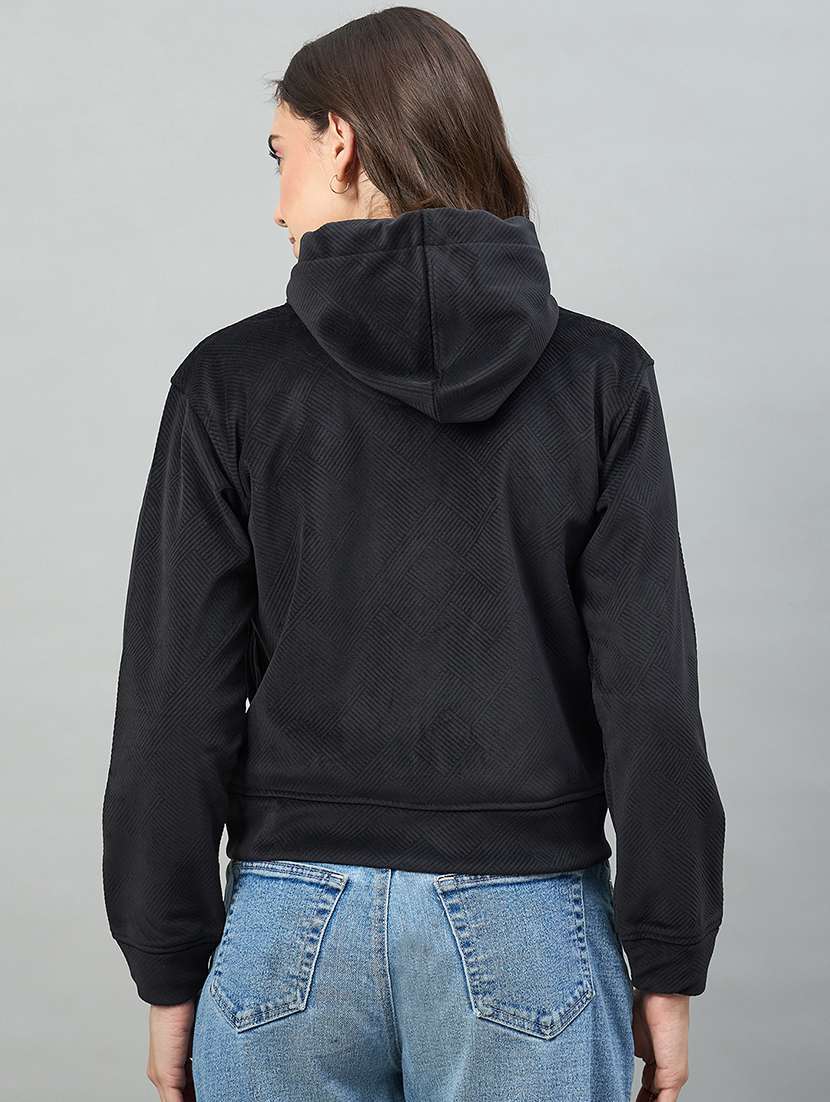 women black cotton blend plain sweatshirt - 22448229 -  Standard Image - 3