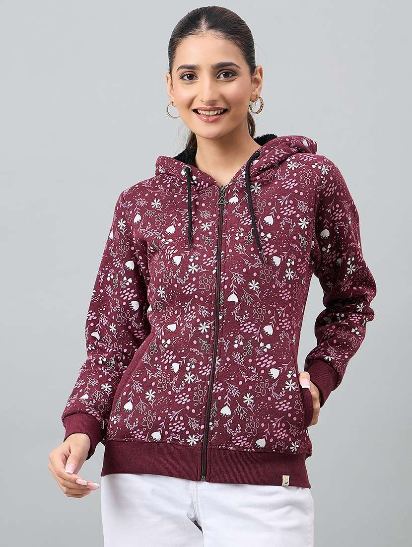 women red cotton blend plain sweatshirt