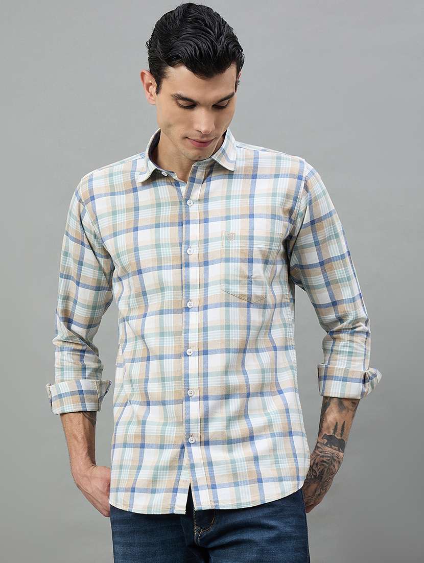 men checkered long sleeve regular fit casual shirt
