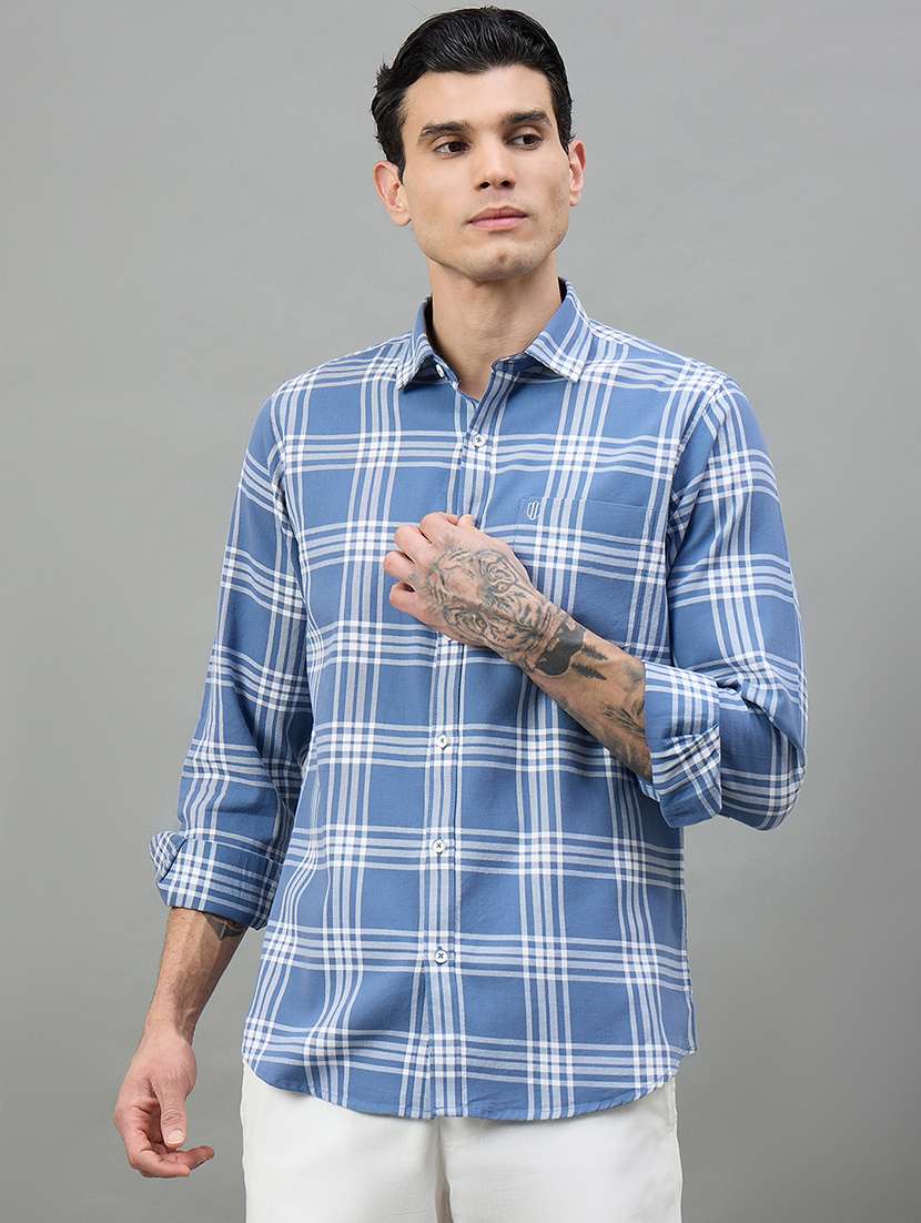 men checkered long sleeve regular fit casual shirt
