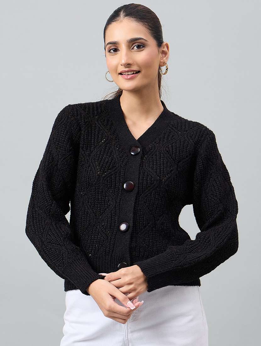 women black acrylic plain sweatshirt
