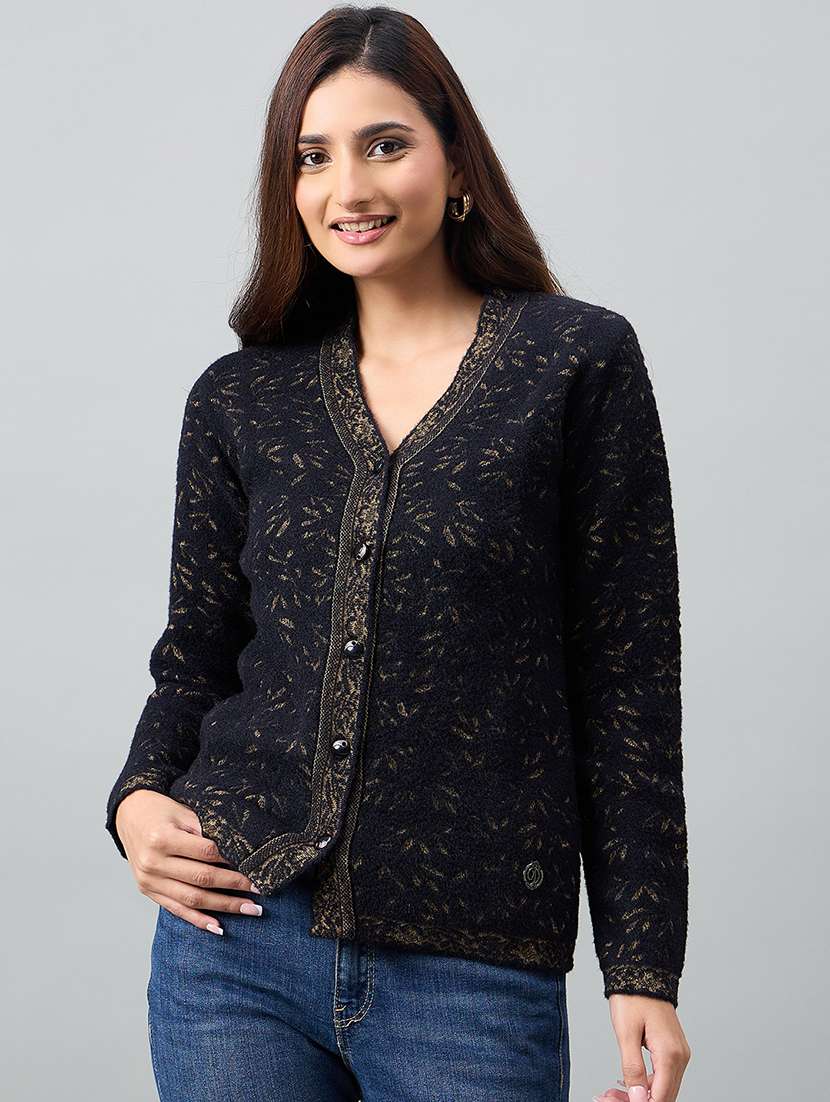 women black acrylic plain sweatshirt