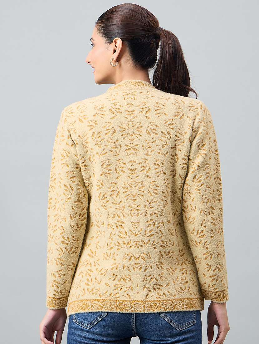 women yellow acrylic plain sweatshirt - 22448321 -  Standard Image - 3