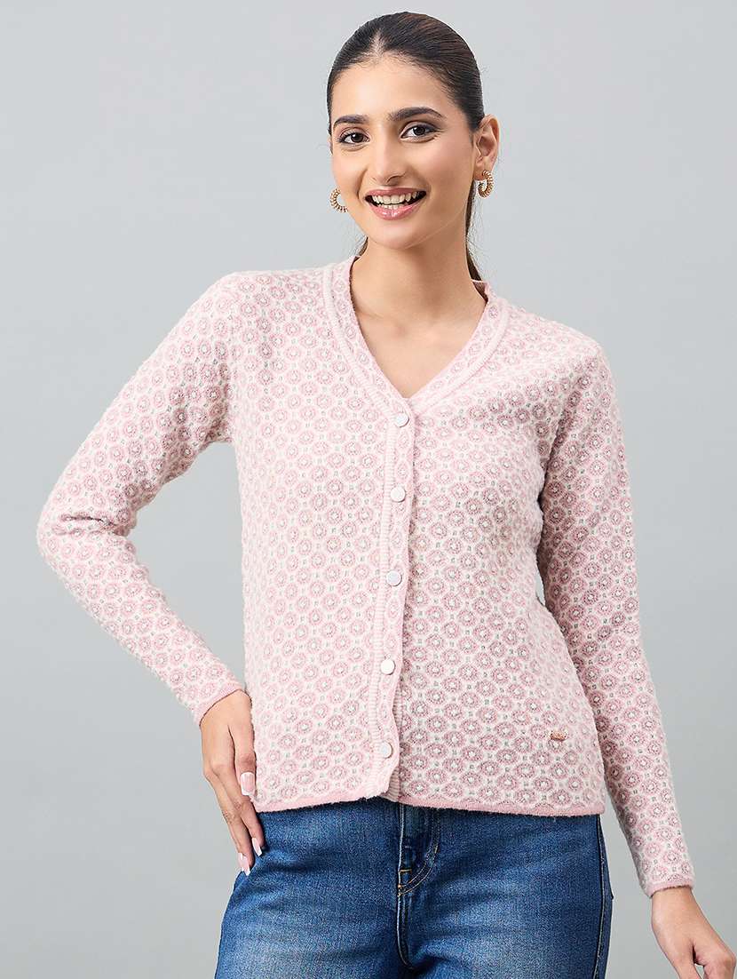 women pink acrylic plain sweatshirt