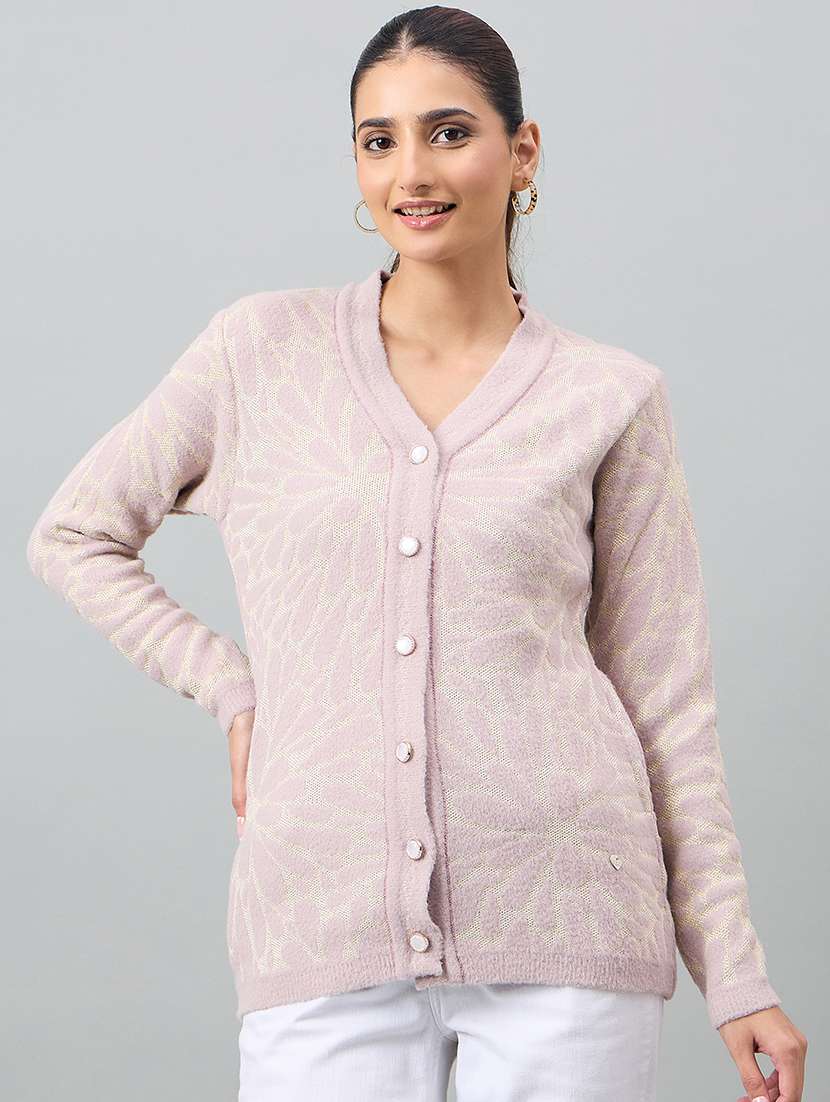 women pink acrylic plain sweatshirt