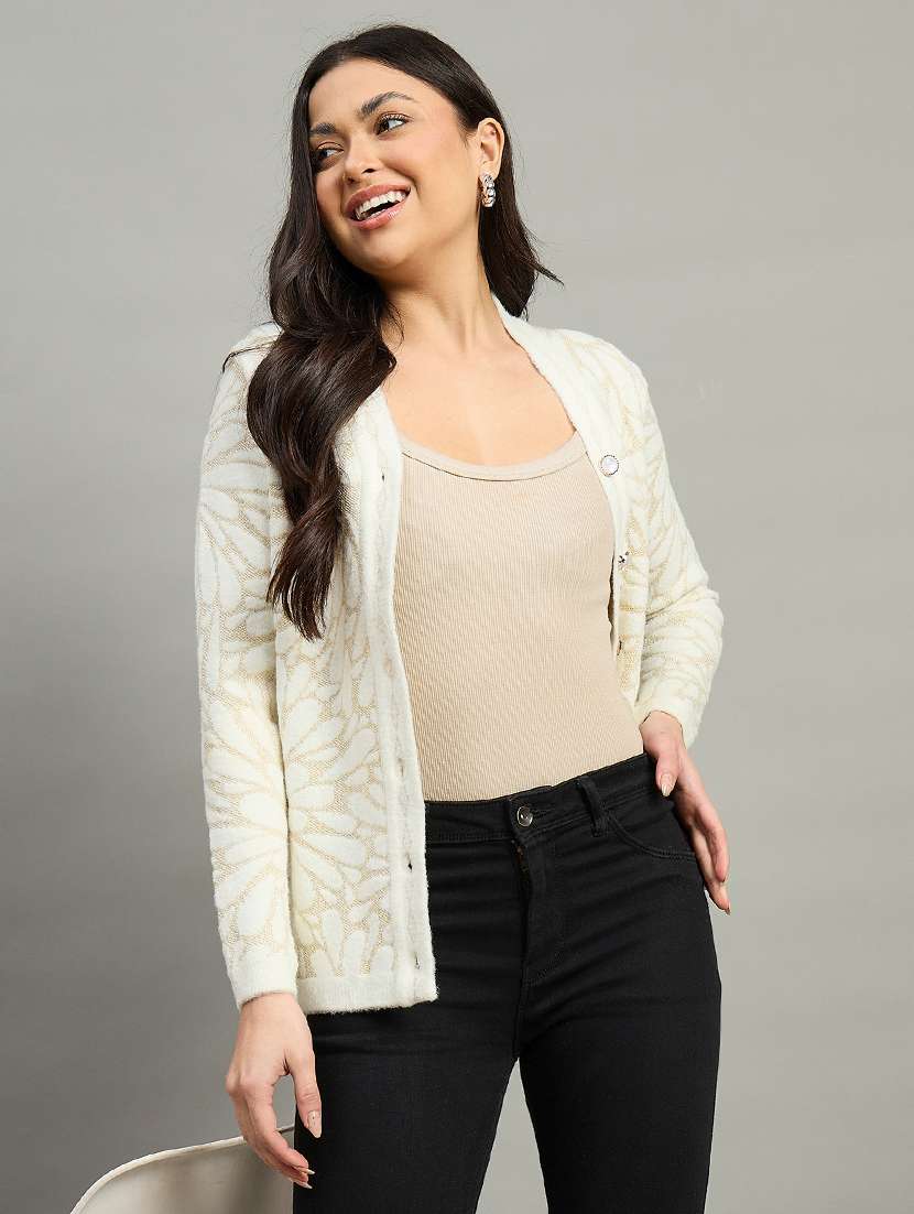 women off white acrylic plain sweatshirt