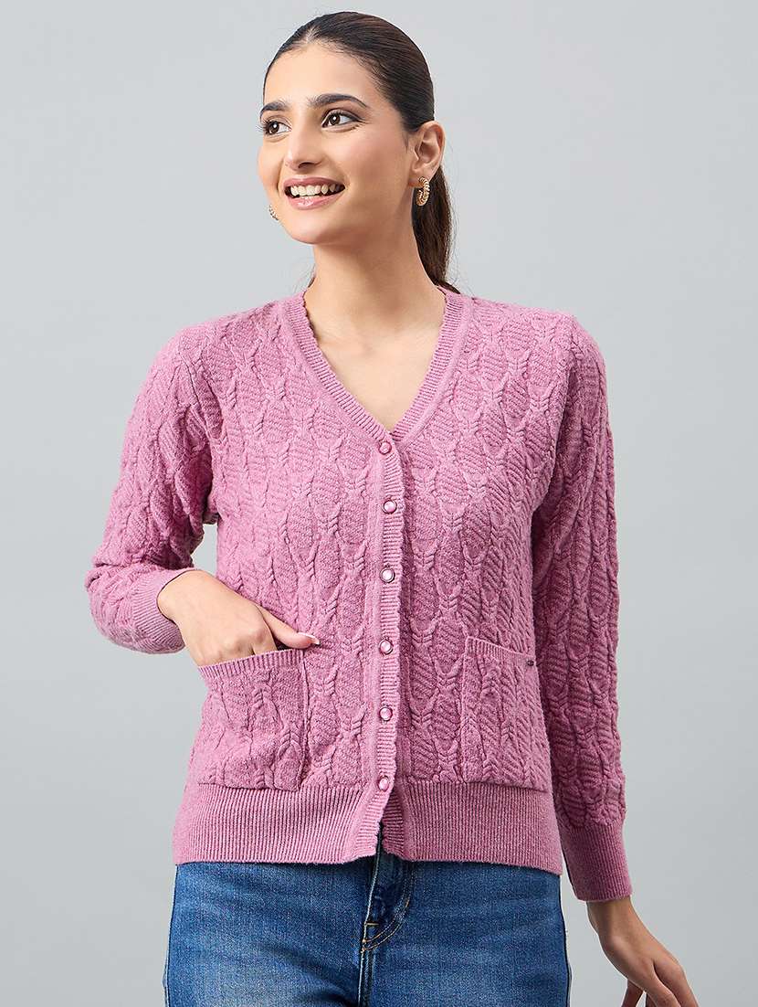 women purple acrylic plain sweatshirt