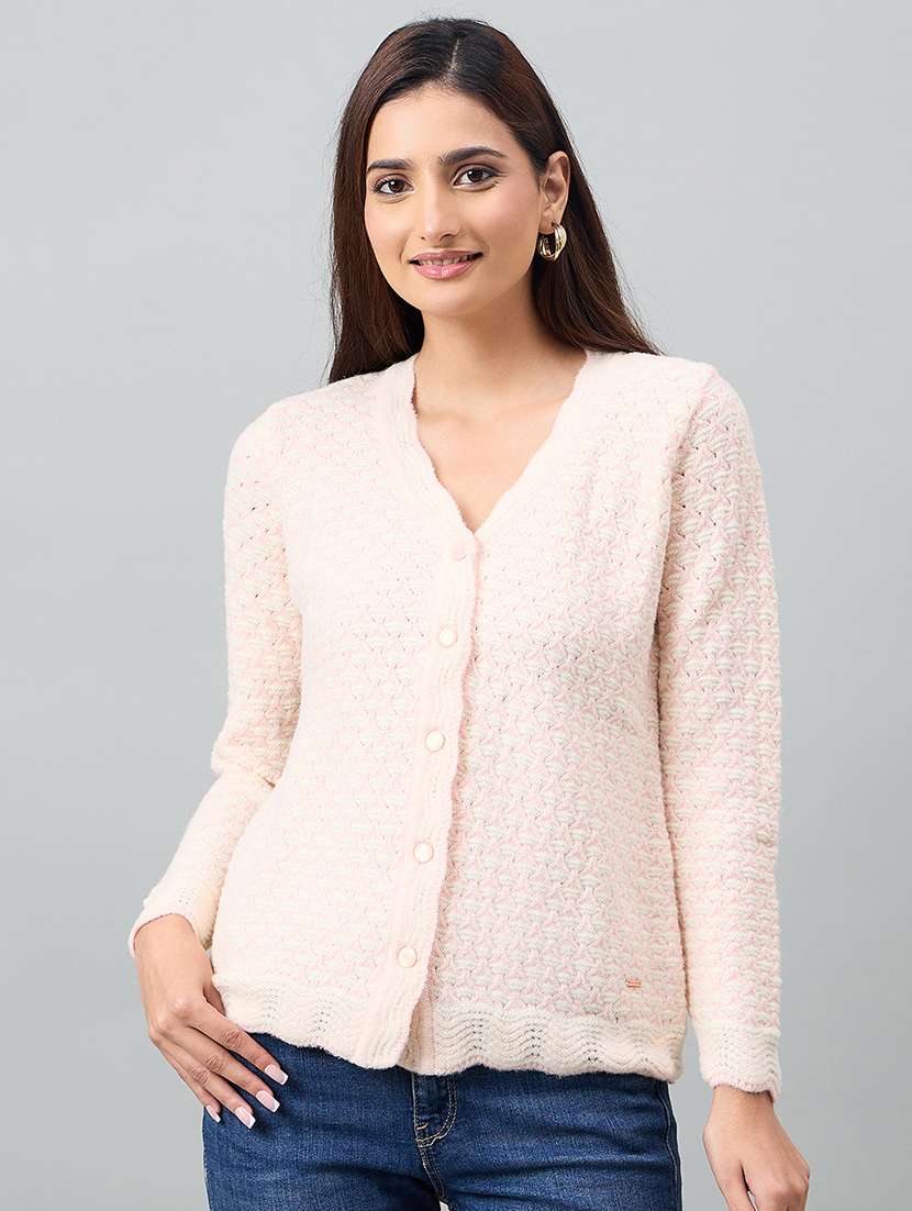 women pink acrylic plain sweatshirt