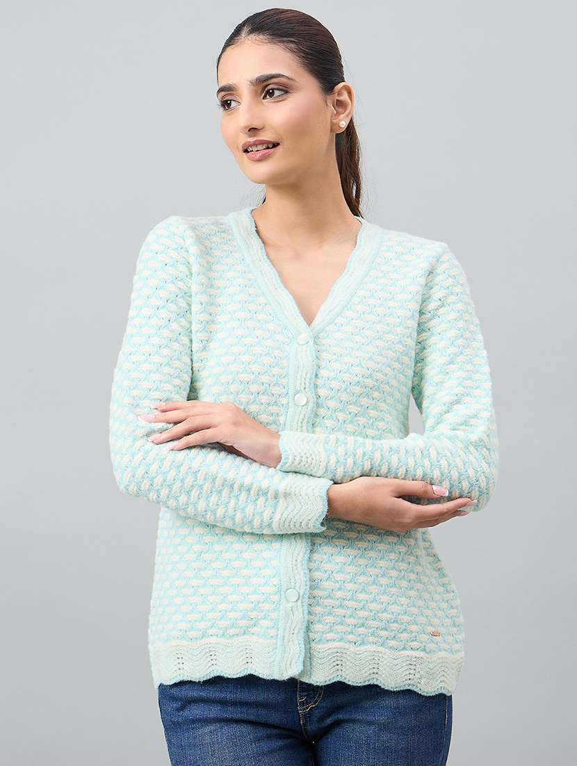 women blue acrylic plain sweatshirt