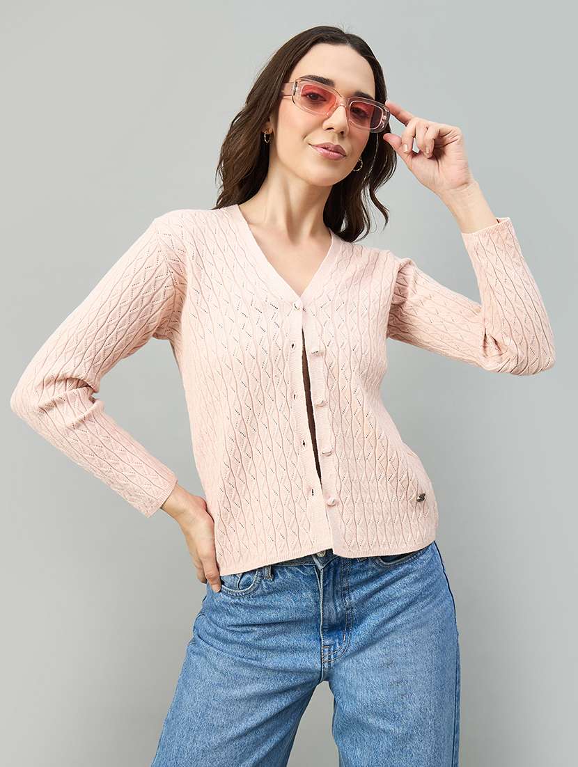 women pink acrylic plain sweatshirt