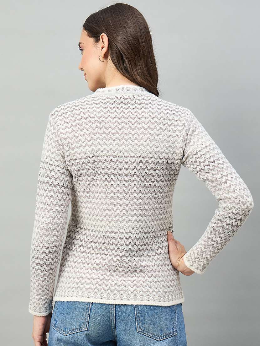 women beige acrylic plain sweatshirt - 22448337 -  Standard Image - 3