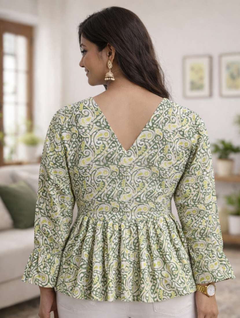 women floral pink cotton a line top - 22448339 -  Standard Image - 3