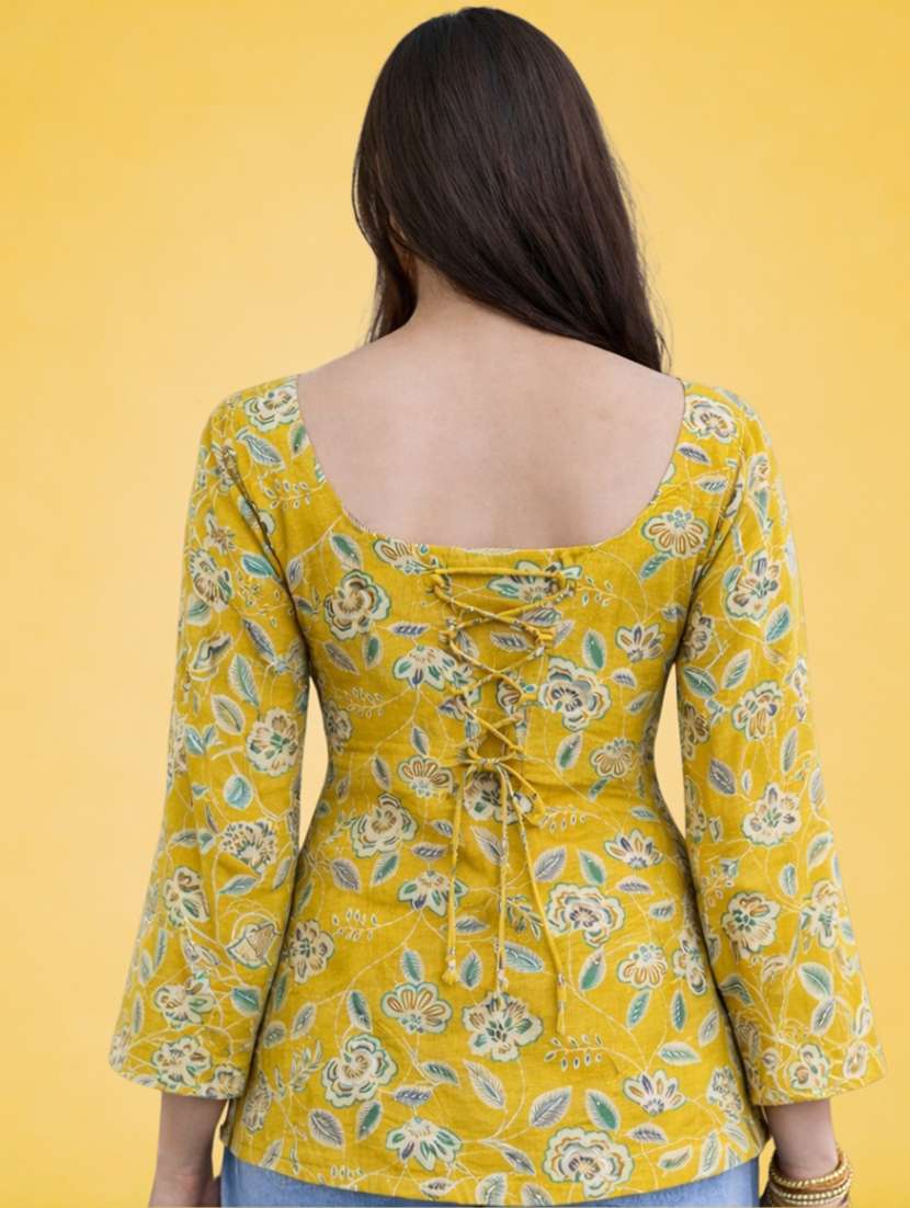 women mustard cotton a-line kurta - 22448347 -  Standard Image - 3