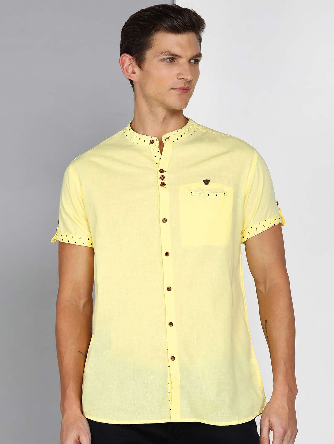 men solid short sleeve regular fit casual shirt