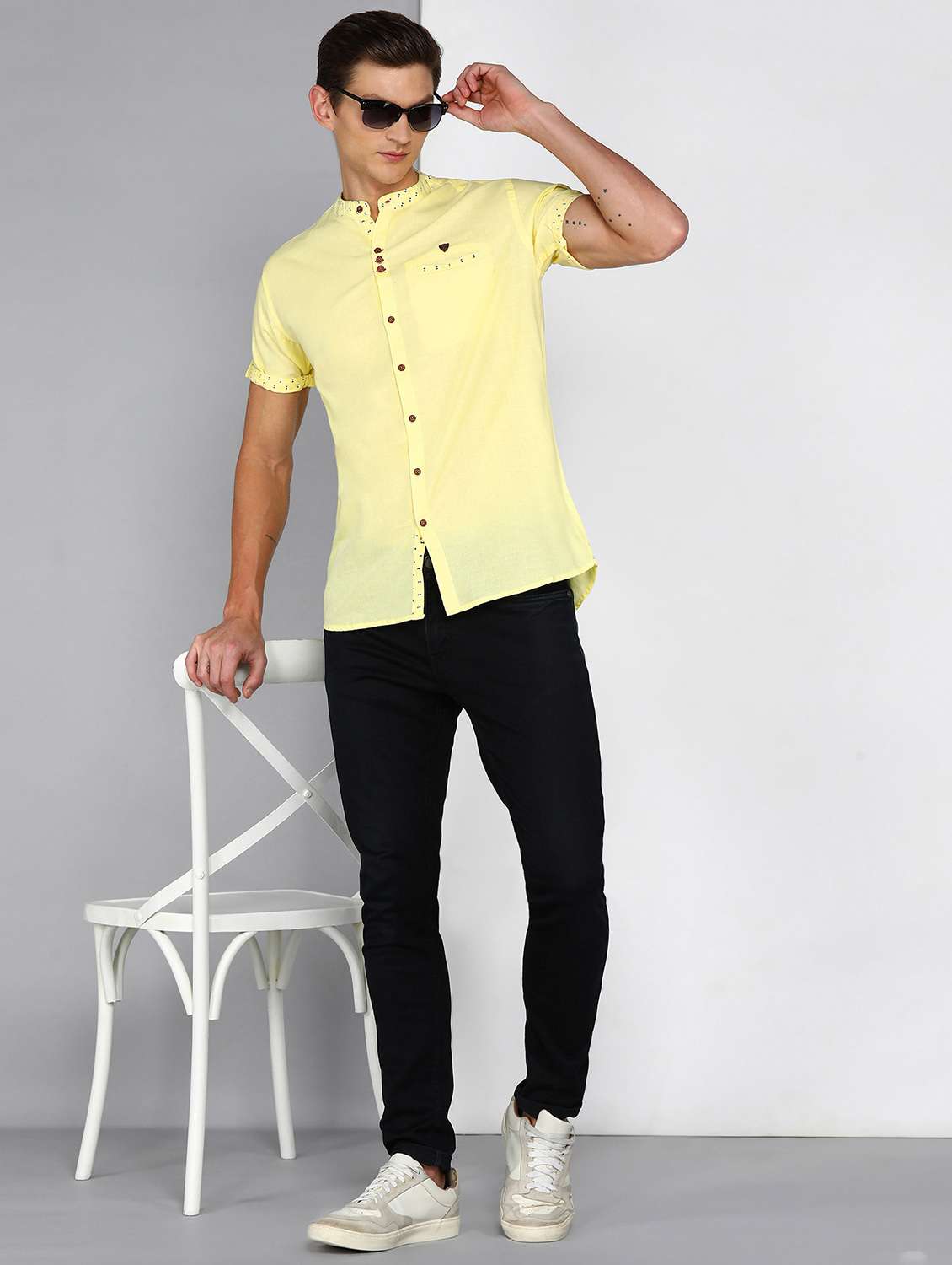 men solid short sleeve regular fit casual shirt - 22448438 -  Standard Image - 5