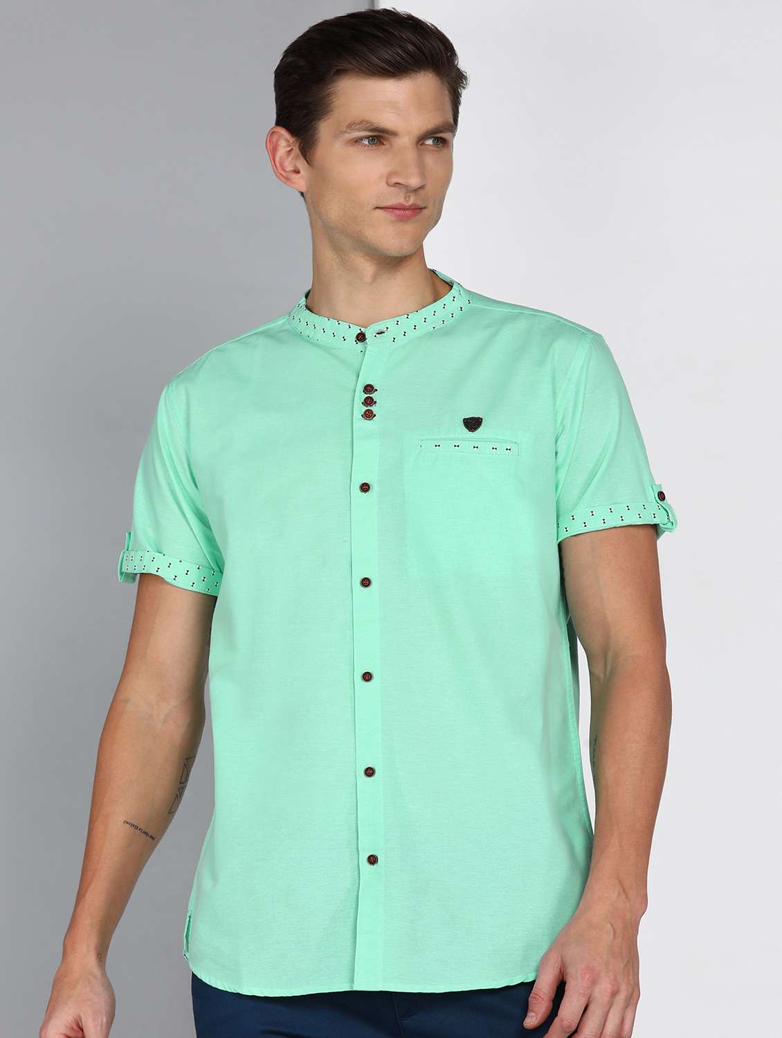 men solid short sleeve regular fit casual shirt