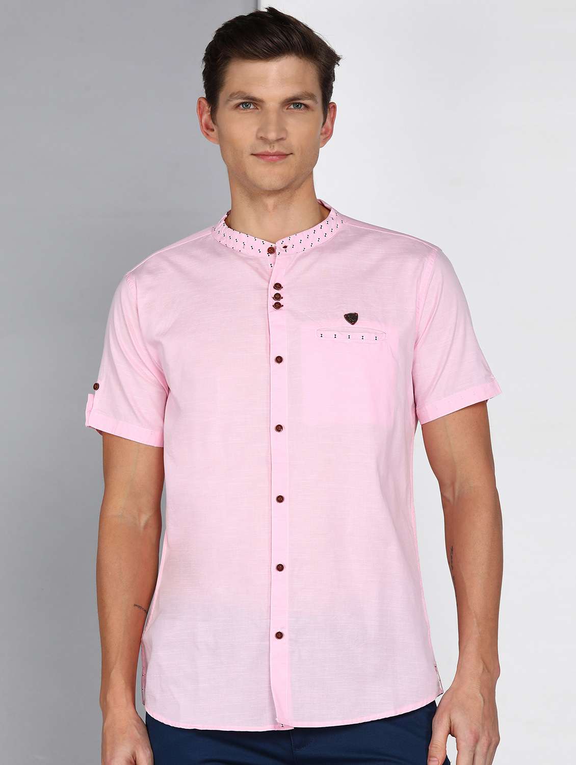 men solid short sleeve regular fit casual shirt