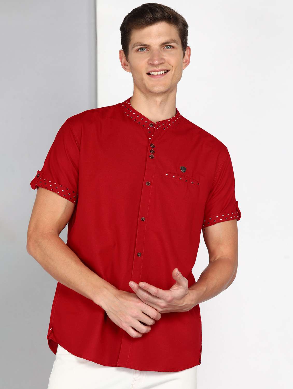 men solid short sleeve regular fit casual shirt