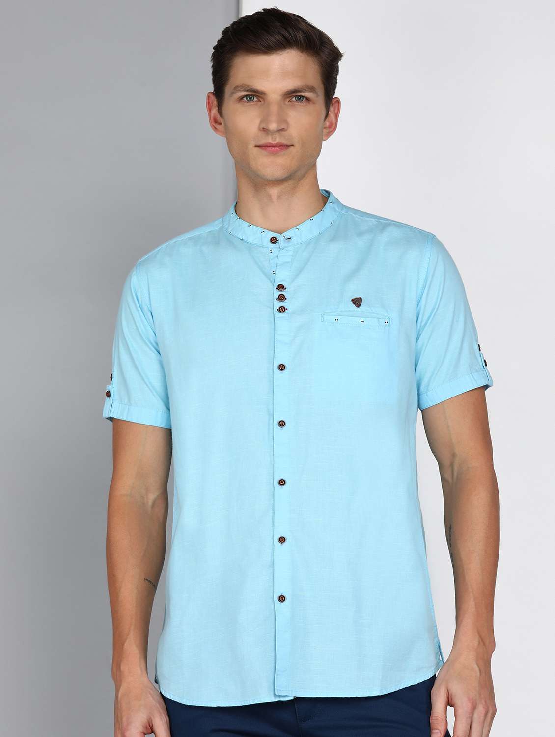 men solid short sleeve regular fit casual shirt