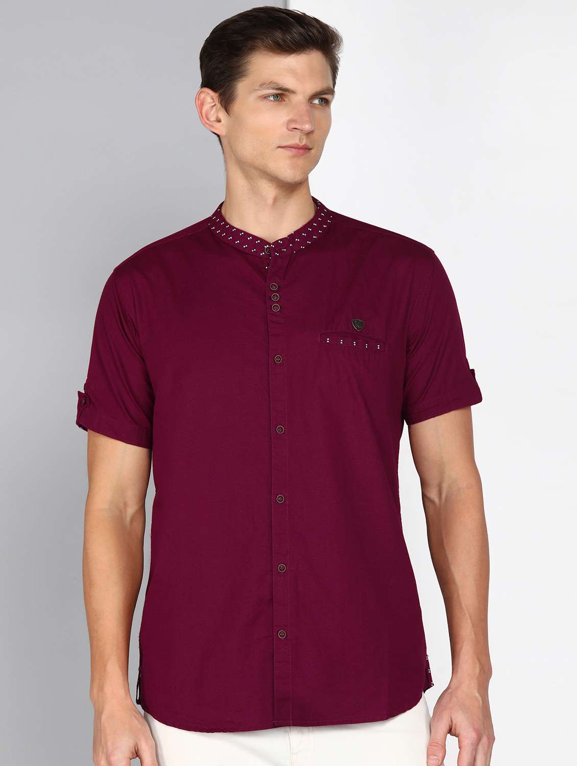 men solid short sleeve regular fit casual shirt