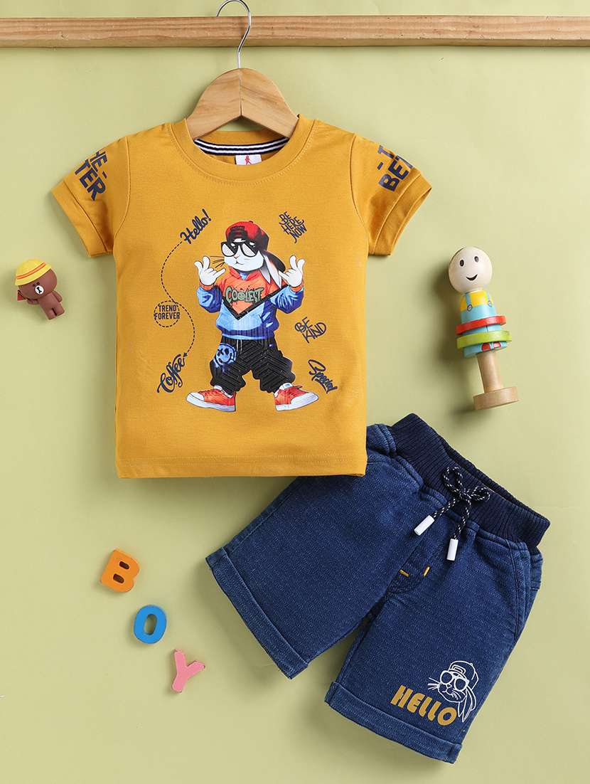 kids cotton blend shorts set co-ords set