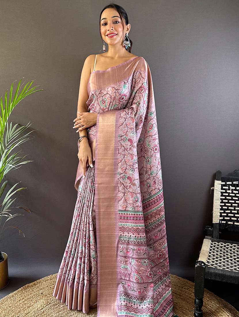 women printed casual wear saree with blouse