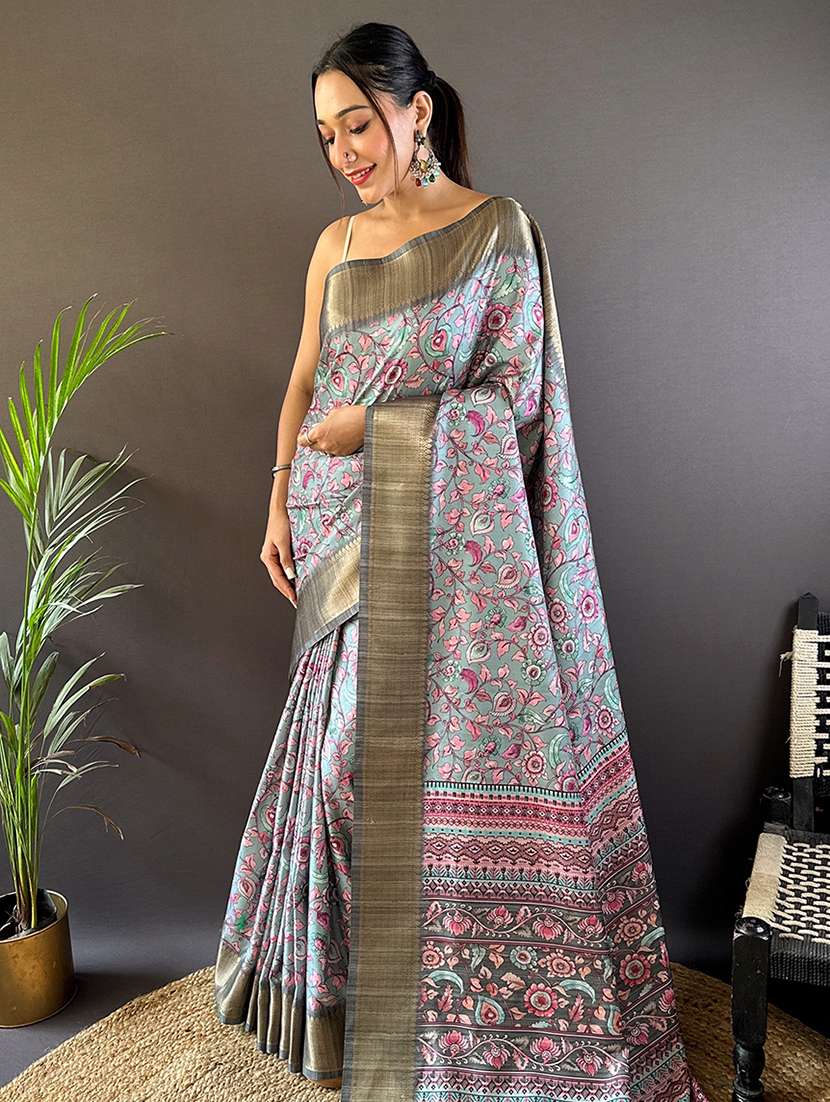 women printed casual wear saree with blouse