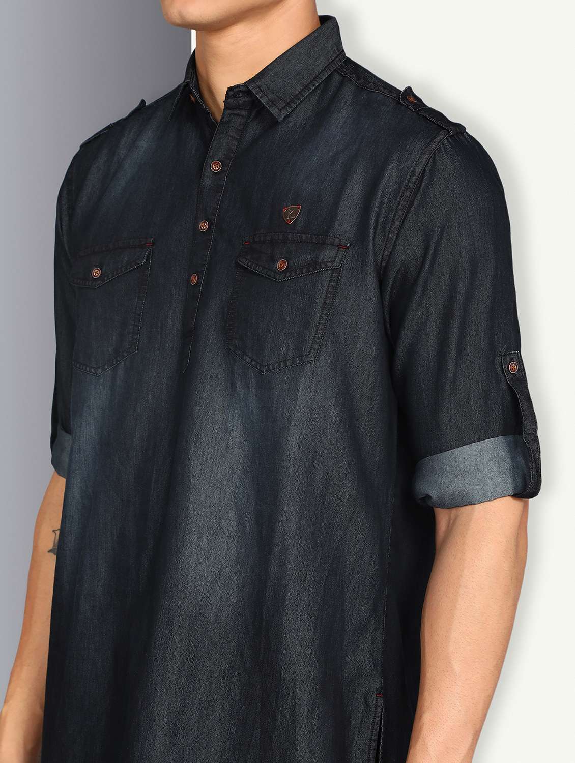 men solid long sleeve pathani kurta - 22448542 -  Standard Image - 3