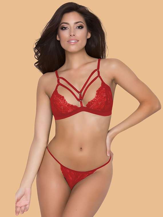 women self designed lace bra and panty set