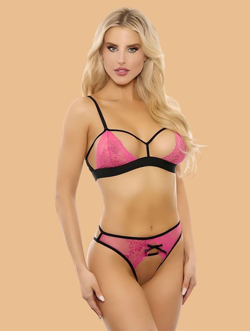 women self designed lace bra and panty set