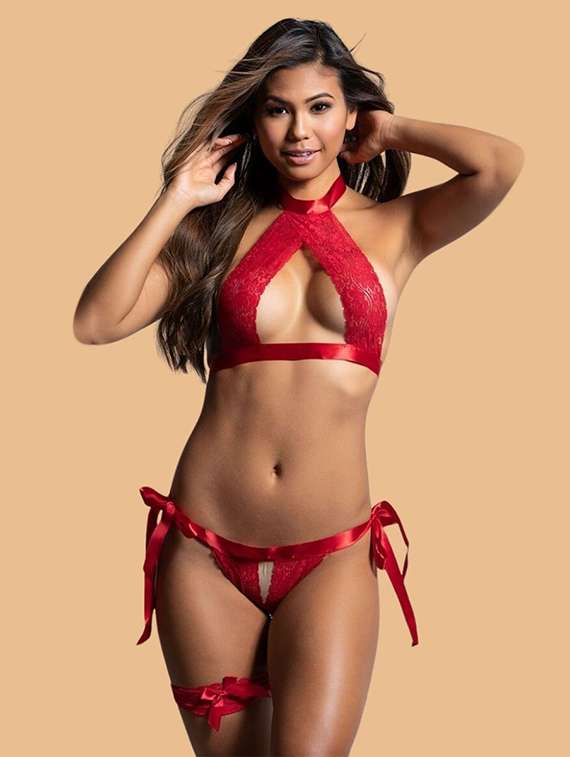 women self designed lace bra and panty set