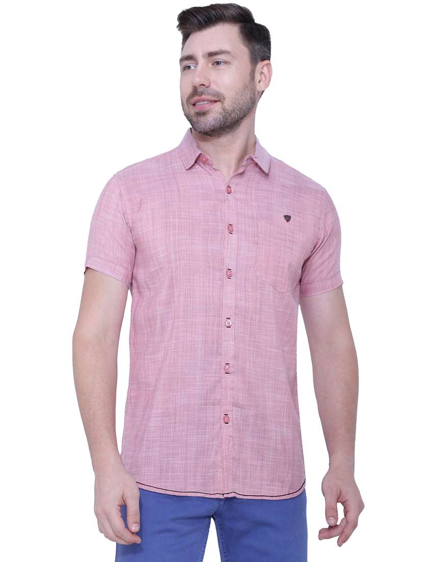 men solid short sleeve slim fit casual shirt