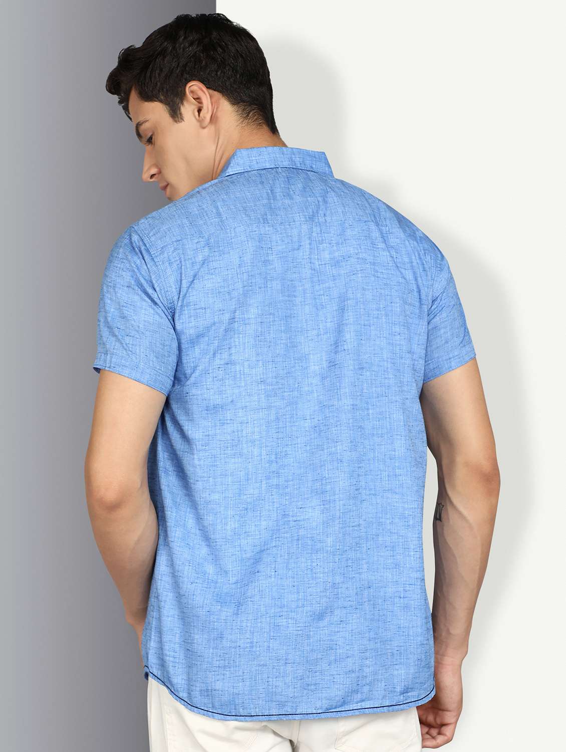 men solid short sleeve slim fit casual shirt - 22448632 -  Standard Image - 3