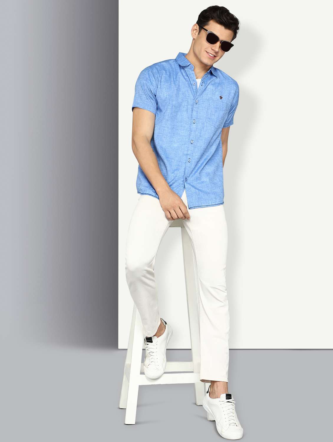 men solid short sleeve slim fit casual shirt - 22448632 -  Standard Image - 5