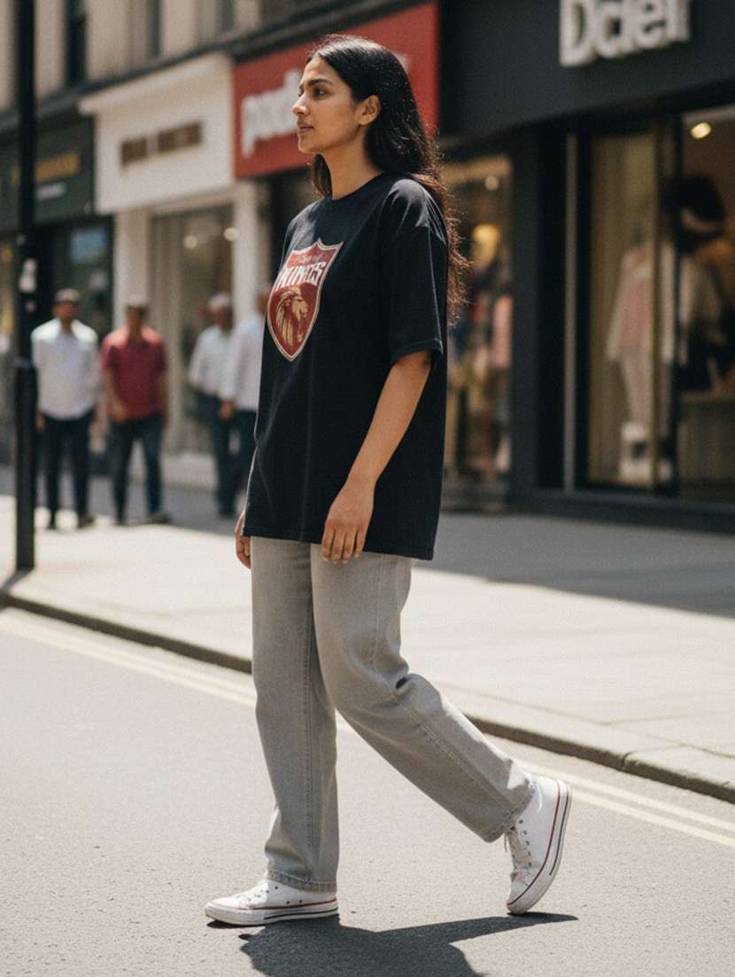 women punjab kings printed drop sleeve oversized t-shirt - 22448687 -  Standard Image - 3