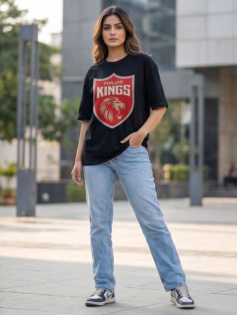 women punjab kings printed drop sleeve oversized t-shirt - 22448687 -  Standard Image - 3