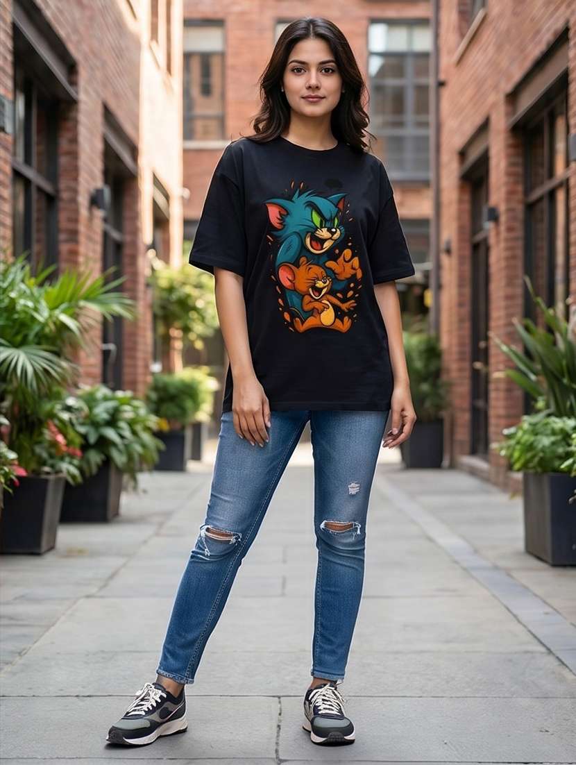 women graphic drop sleeve oversized t-shirt - 22448690 -  Standard Image - 3