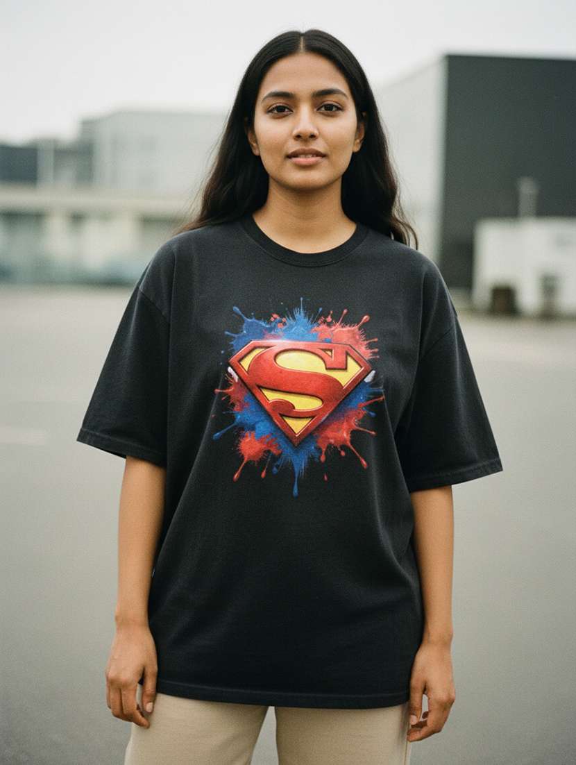 women graphic drop sleeve oversized t-shirt