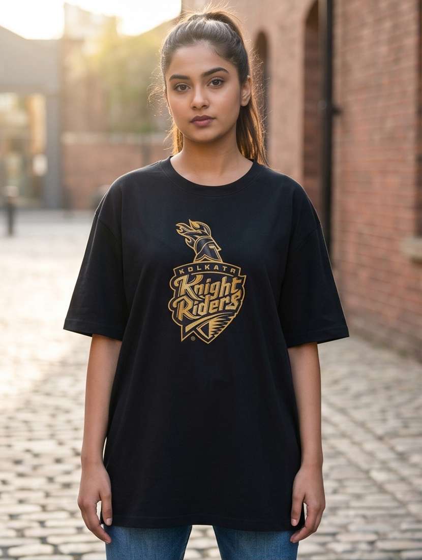 women kolkata kinght riders printed drop sleeve oversized t-shirt