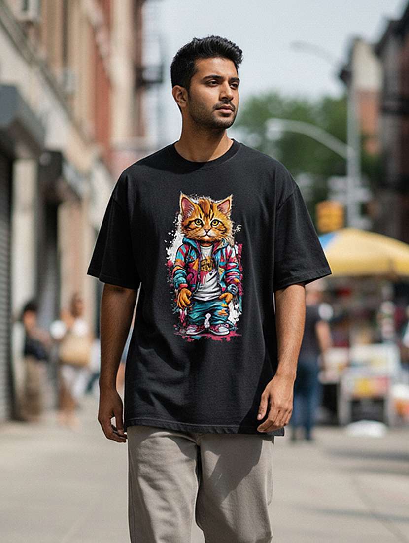 men graphic short sleeve oversized t-shirt