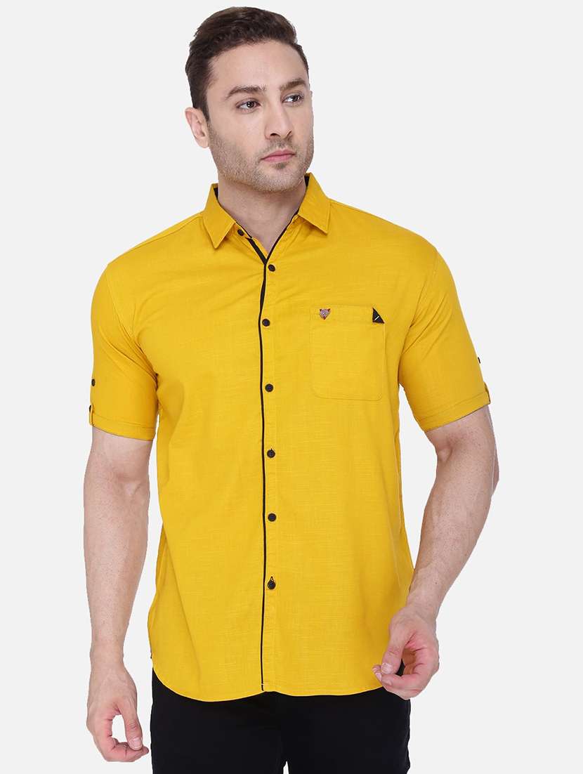 men solid short sleeve slim fit casual shirt