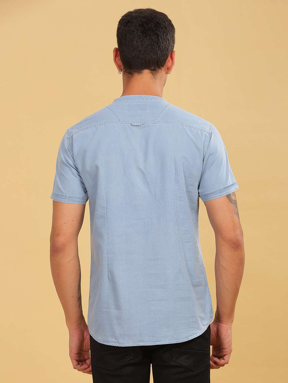 men solid mandarin neck short kurta - 22448807 -  Standard Image - 3