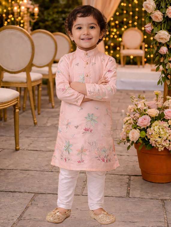boys embroidered kurta and pyjama set