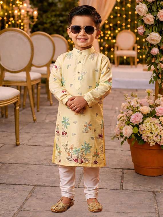 boys embroidered kurta and pyjama set