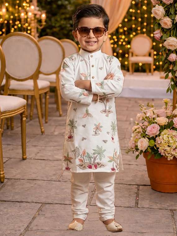 boys embroidered kurta and pyjama set