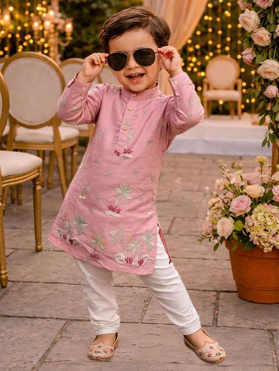 boys embroidered kurta and pyjama set