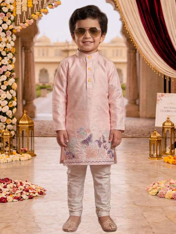 boys embroidered kurta and pyjama set