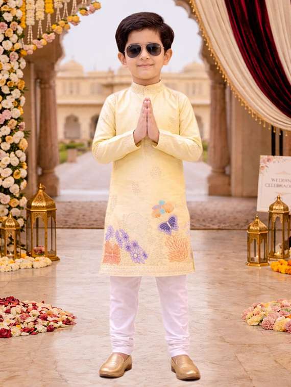 boys embroidered kurta and pyjama set